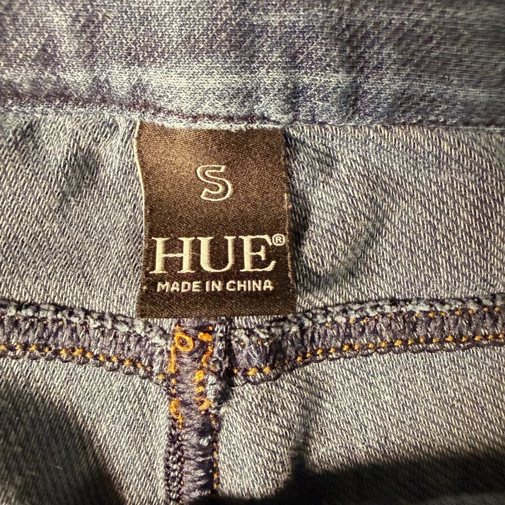 HUE Womens Blue Denim Leggings High Rise Stretch Jeggings Size Small